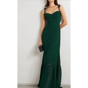 Reformation Jasen dress in Emerald Green